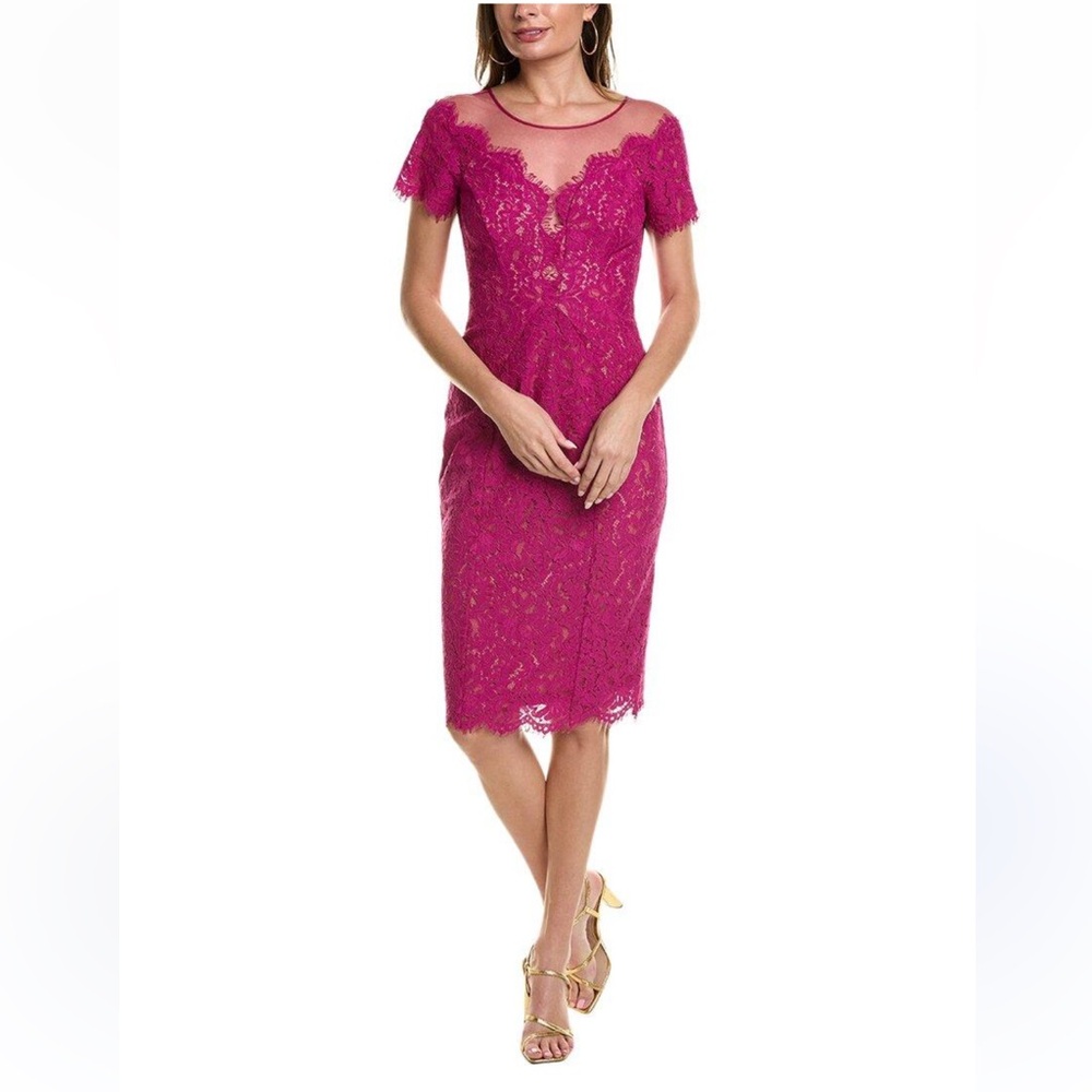 Rene Ruiz Collection pink lace nude sheath dress size 12